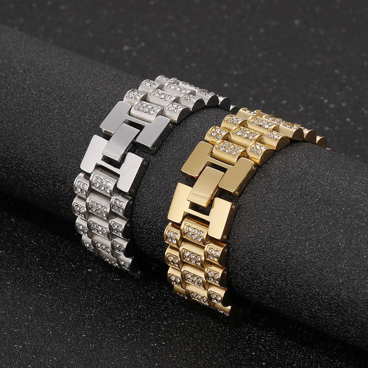 HipHop Diamond Titanium Steel Bracelet - Luvoro Genéve 