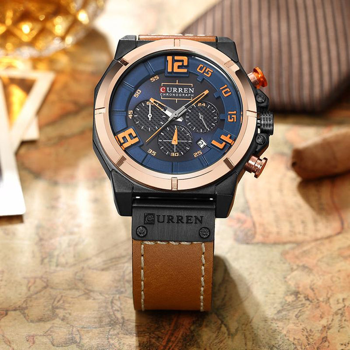 CURREN Men’s Leather Quartz Watch - Luvoro Genéve 