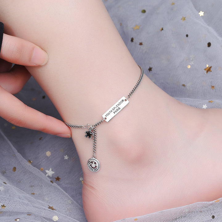 925 Sterling Silver Square Anklet - Luvoro Genéve 