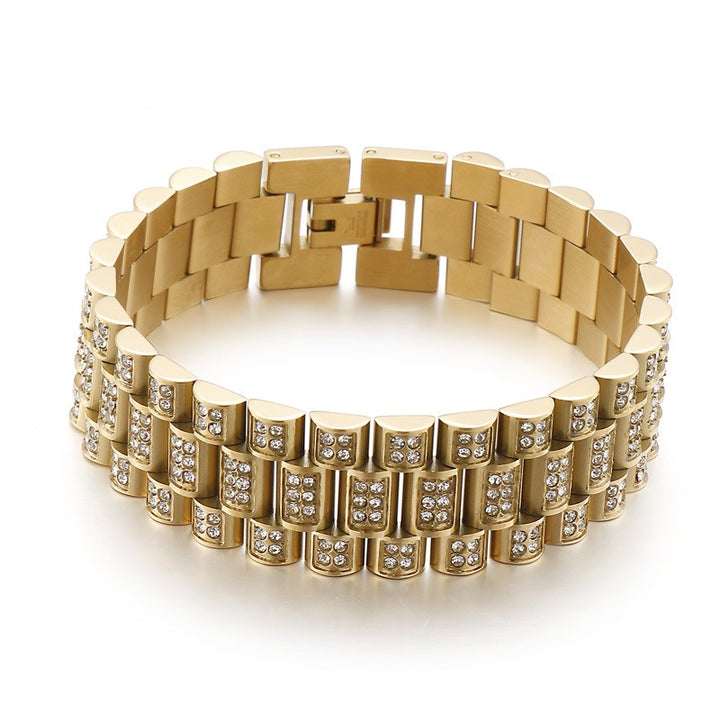 HipHop Diamond Titanium Steel Bracelet - Luvoro Genéve 