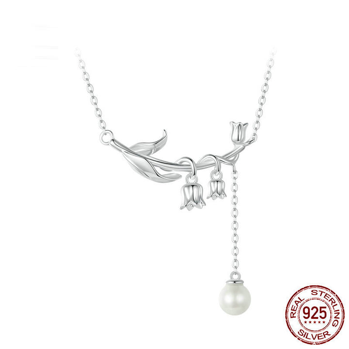 S925 Sterling Silver Campanula Necklace & Earrings Set - Luvoro Genéve 