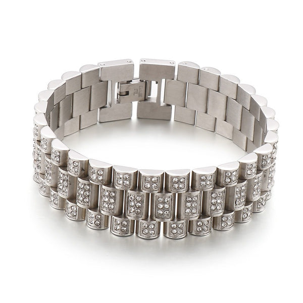 HipHop Diamond Titanium Steel Bracelet - Luvoro Genéve 