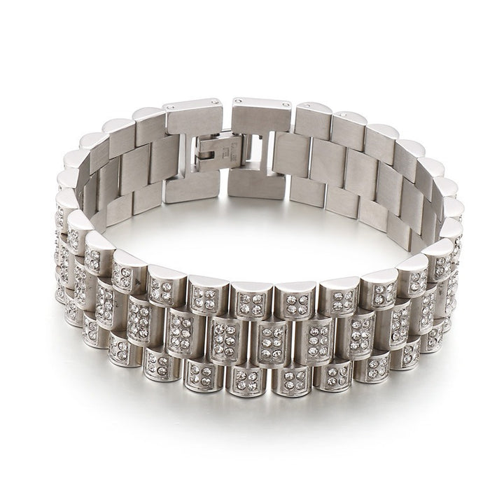 HipHop Diamond Titanium Steel Bracelet - Luvoro Genéve 