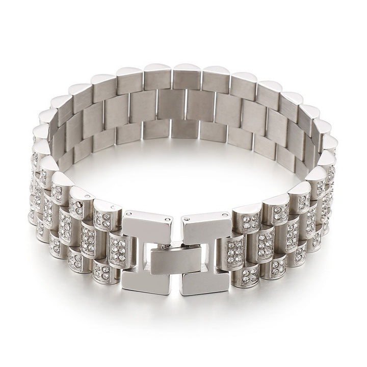 HipHop Diamond Titanium Steel Bracelet - Luvoro Genéve 