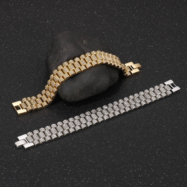 HipHop Diamond Titanium Steel Bracelet - Luvoro Genéve 