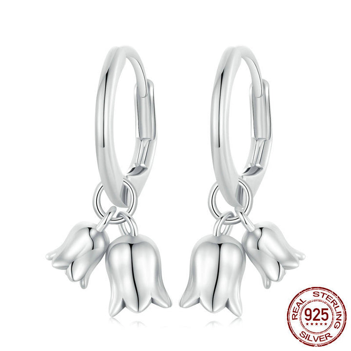 S925 Sterling Silver Campanula Necklace & Earrings Set - Luvoro Genéve 