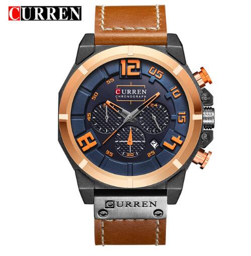 CURREN Men’s Leather Quartz Watch - Luvoro Genéve 