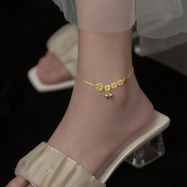 S925 Silver Retro Ethnic Copper Coin Anklet - Luvoro Genéve 
