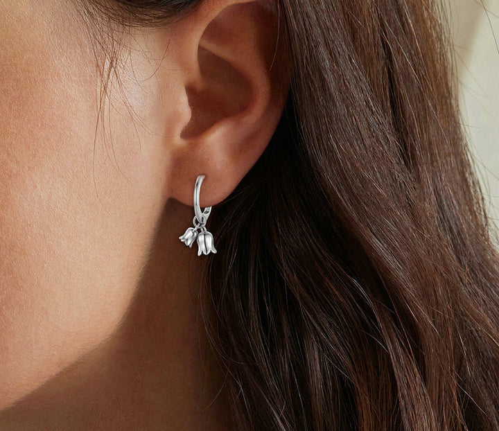 S925 Sterling Silver Campanula Necklace & Earrings Set - Luvoro Genéve 