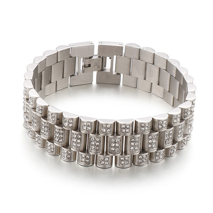 HipHop Diamond Titanium Steel Bracelet - Luvoro Genéve 